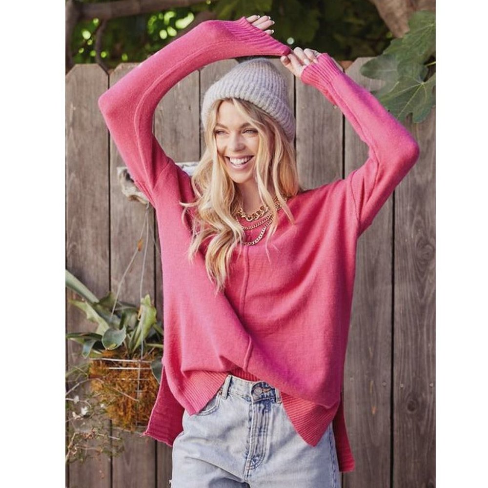 Coral V-Neck Sweater